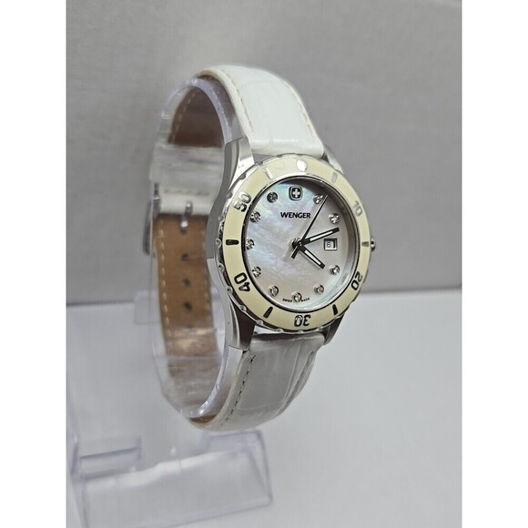 Wenger Swiss Made 7038X Ladies MOP Diamond Dial 100M Sapphire Quartz New Battery - Picture 3 of 11